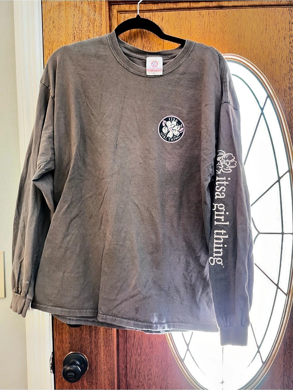 it’s girl thing Leggings Lattes & Boots Oh My Long Sleeve Tee Gray XL